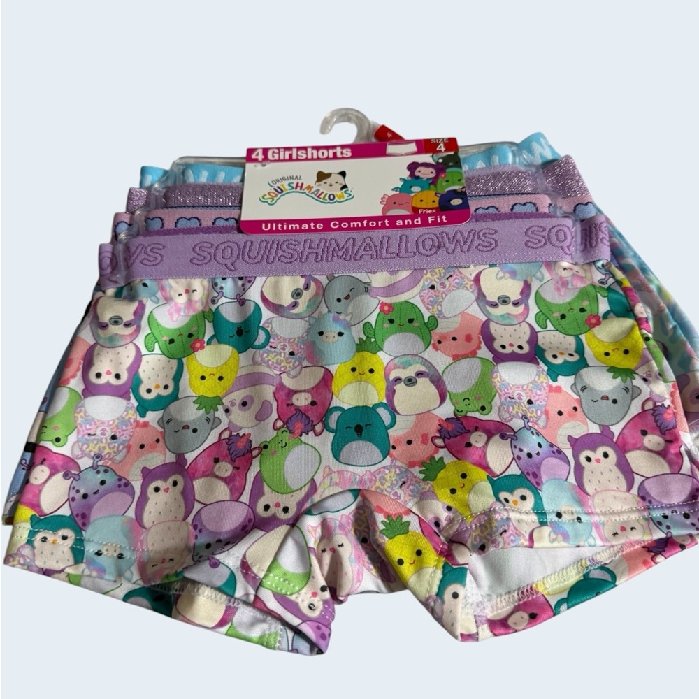 Squishmallows Girls' SIZE 4 Purple Boxer Shorts Underwear 4 Pack